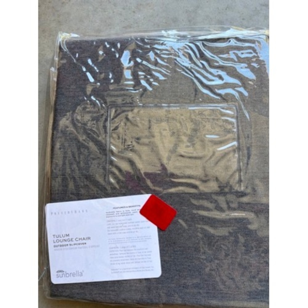 Pottery Barn Tulum Lounge Chair Outdoor Slipcover Sunbrella Slate Grey New